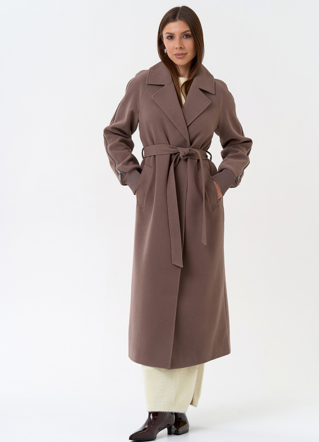 Женское пальто с декоративными молниями модель № 31384 в кредит