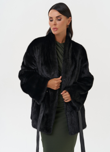 Норковый жакет черного цвета