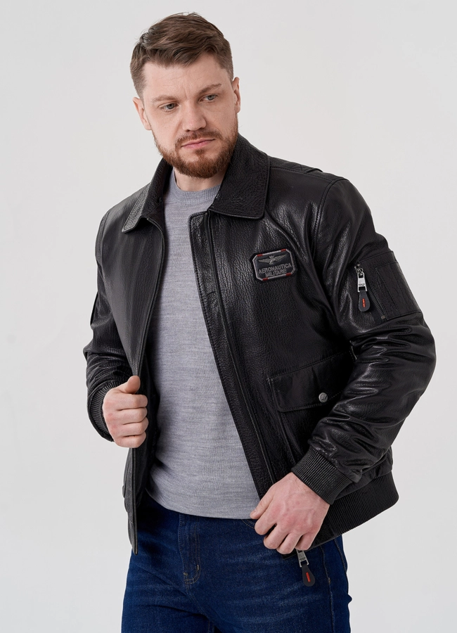 Мужская куртка - пилот из натуральной кожи модель № 24396 универмаг малина