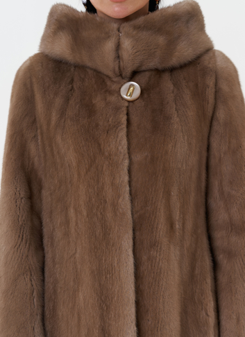 Норковая шуба балетка с капюшоном