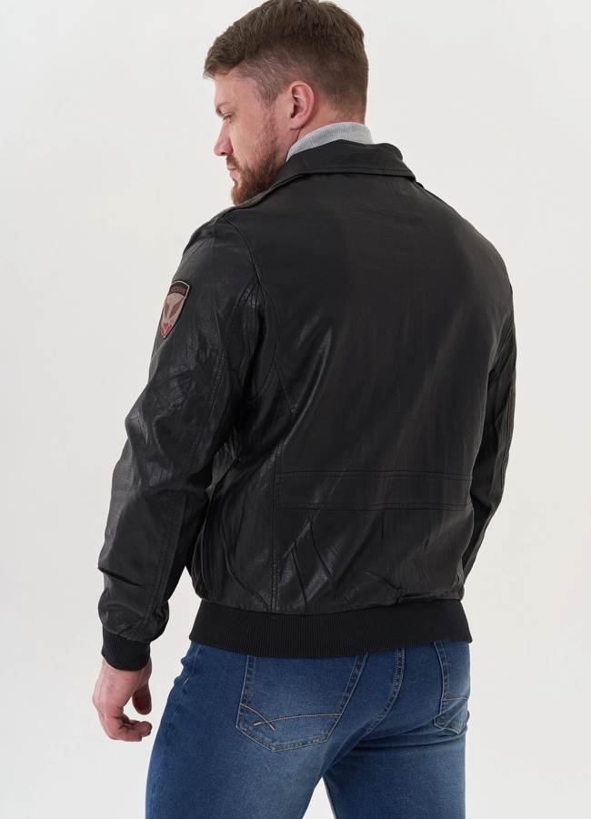 Мужская куртка из эко кожи черного цвета модель № 26787 универмаг малина