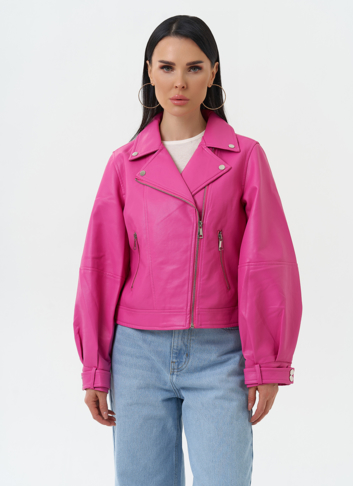 Куртка косуха из эко кожи розового цвета