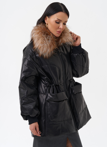 Кожаный пуховик с мехом Кожаный пуховик с мехом