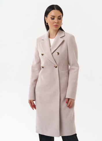 Женское двубортное пальто с поясом