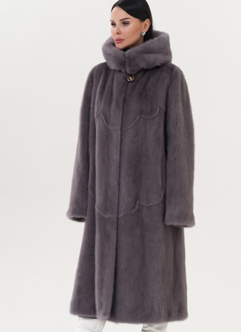 Шуба из норки с капюшоном