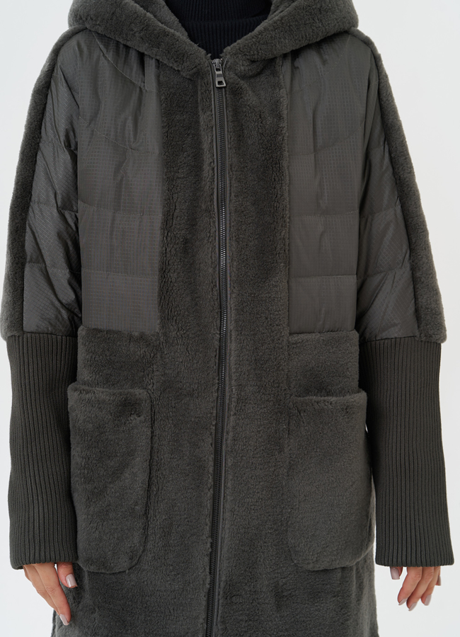 Женское утепленное пальто с капюшоном модель № 28671 универмаг малина