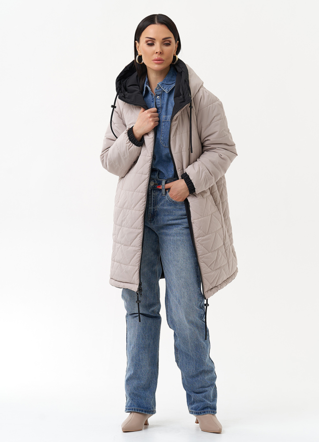 Женская удлиненная куртка с капюшоном модель № 30012 универмаг малина