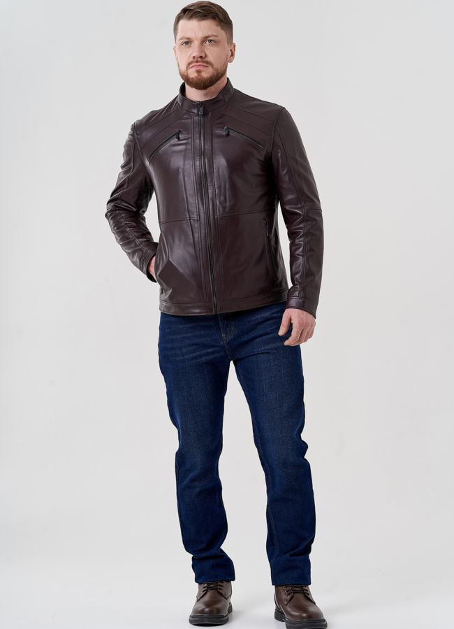 Мужская кожаная куртка  модель № 24400 универмаг малина