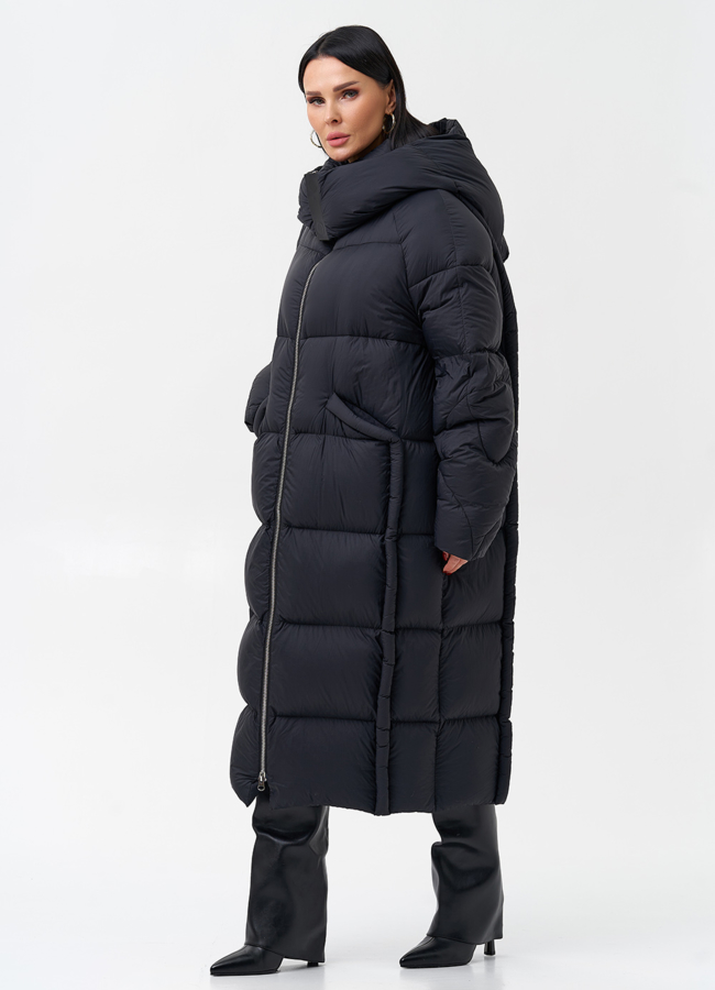 Женский пуховик с капюшоном  модель № 28972 универмаг малина