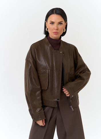 Женская куртка бомбер из натуральной кожи