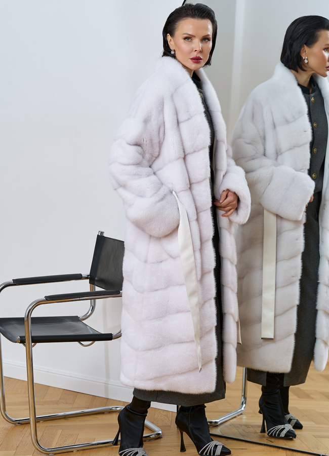 Шуба из меха норки с воротником шаль модель № 29527 в рассрочку