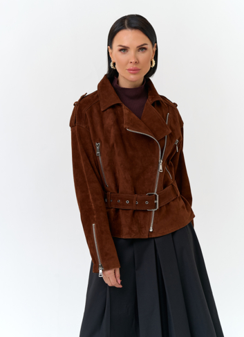 Куртка из натуральной замши с поясом