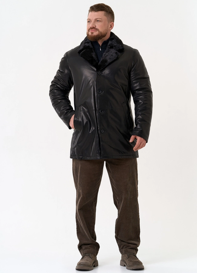 фото Мужская дубленка с английским воротником модель № 31779