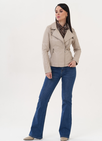 Куртка из эко кожи с отложным воротником