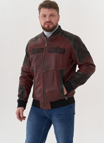 Мужская куртка мото из натуральной кожи