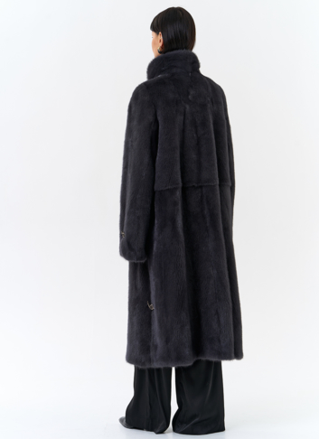 Норковая шуба с воротником стойка 