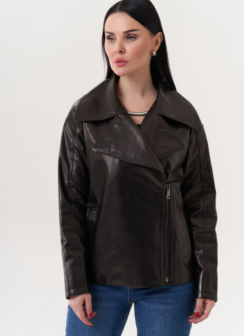 Кожаная куртка "косуха" с английским воротником