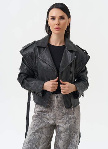 Куртка женская из эко кожи в стиле ретро
