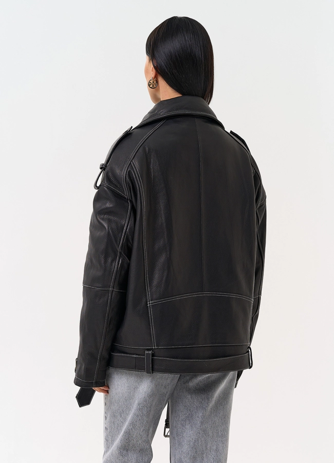 Куртка из натуральной кожи с капюшоном модель № 1729 универмаг малина