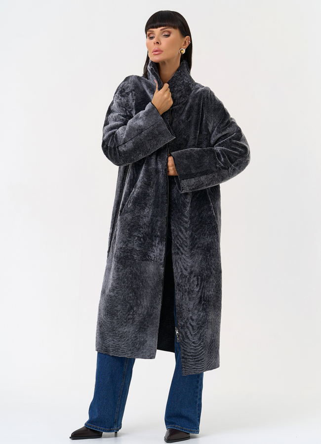 Женская двухсторонняя дубленка с воротником стойкой модель № 31478 универмаг малина