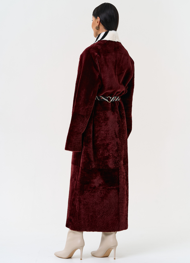 Двусторонняя женская дубленка из овчины SATINO модель № 31398 универмаг малина