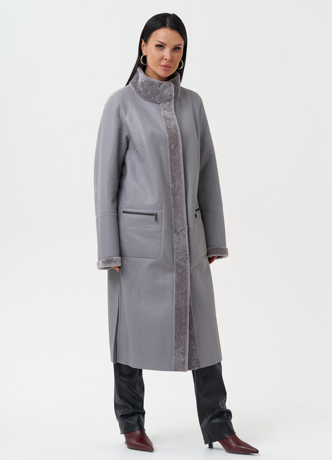 Двухсторонняя дубленка модель № 28696 универмаг малина