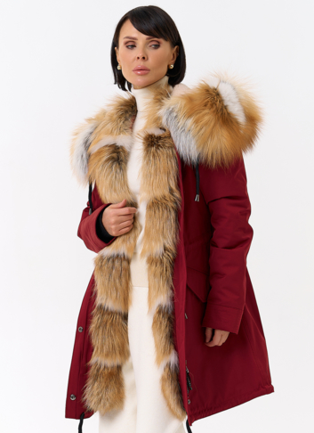 Женская парка с капюшоном из меха рыжей лисы