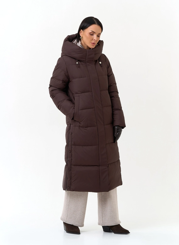 Женский пуховик с капюшоном фото