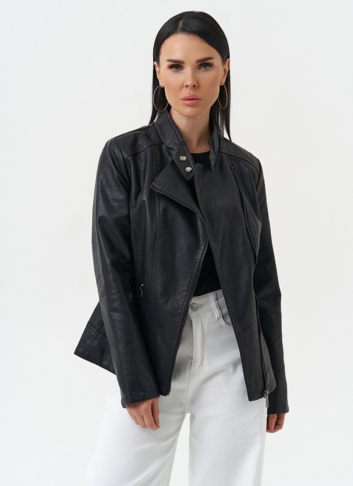 Куртка женская из эко кожи черного цвета