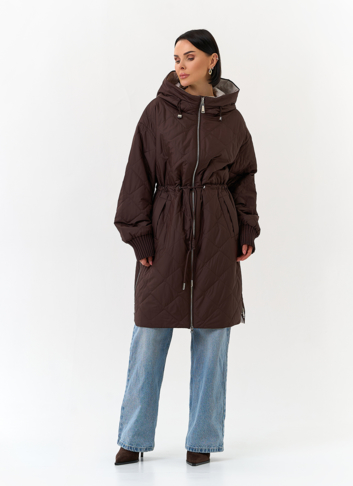 Женское утепленное пальто с капюшоном