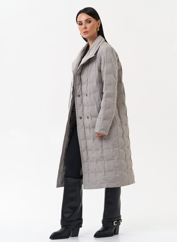 Женское утепленное пальто с английским воротником