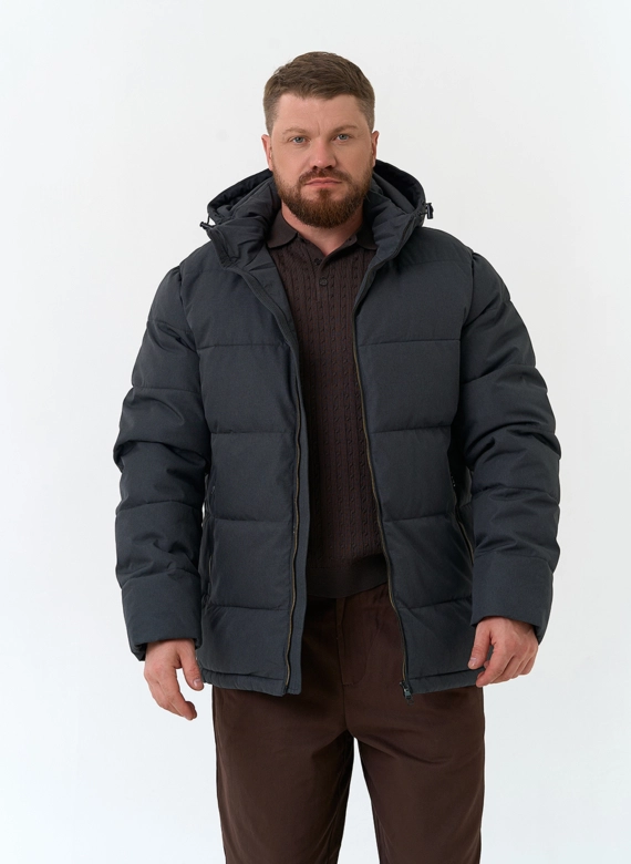 Мужской пуховик с капюшоном фото