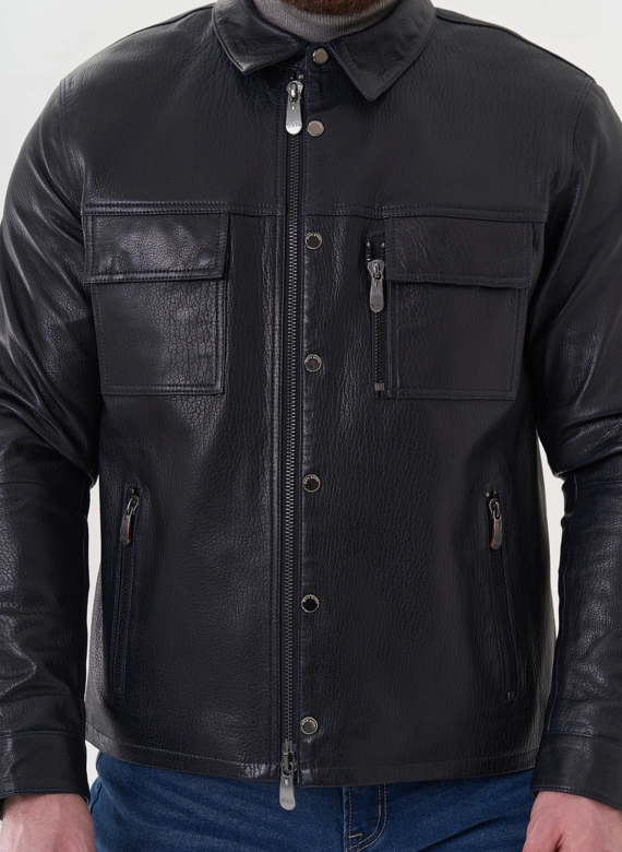 Мужская куртка "рубашка" из натуральной кожи фото
