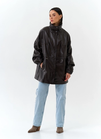 Куртка из натуральной кожи с воротником стойка