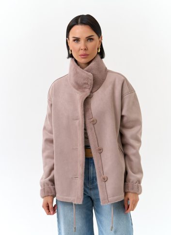 Женская двухсторонняя дубленка из эко замши