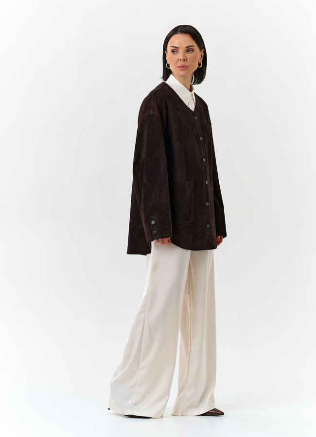 Удлиненная куртка из натуральной замши модель № 32534 универмаг малина