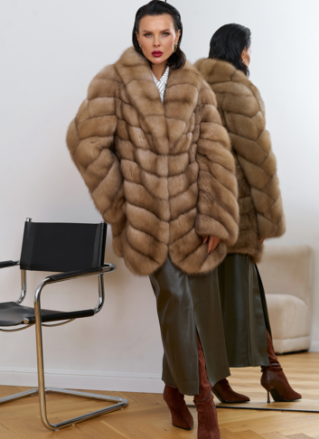 Женская шуба из куницы с воротником шаль Женская шуба из куницы с воротником шаль