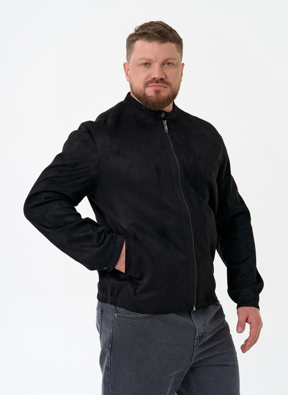 Мужская куртка из эко замши черного цвета
