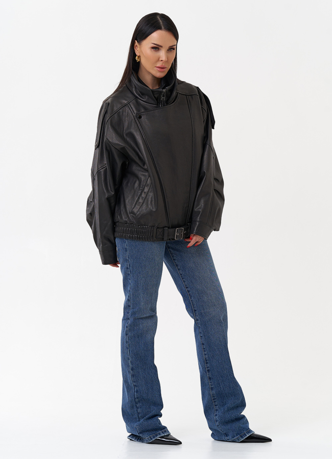 фото Объемная женская куртка из натуральной кожи модель № 29912