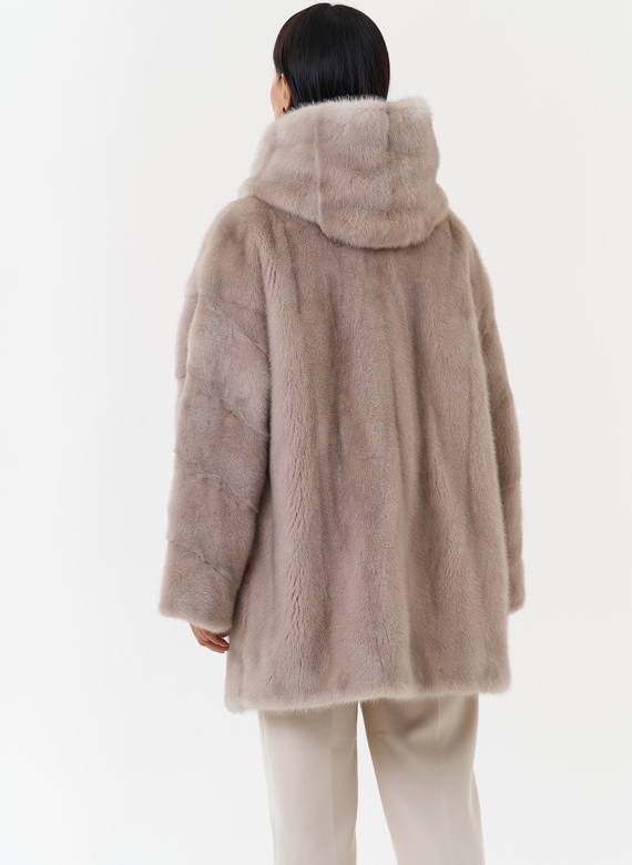 Шуба из норки с капюшоном