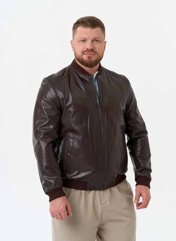Мужская куртка бомбер из натуральной кожи