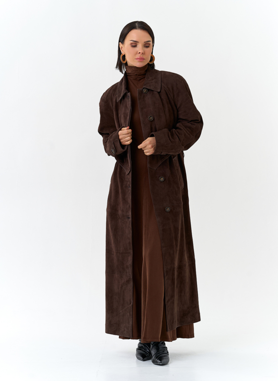 Женский плащ из натуральной замши