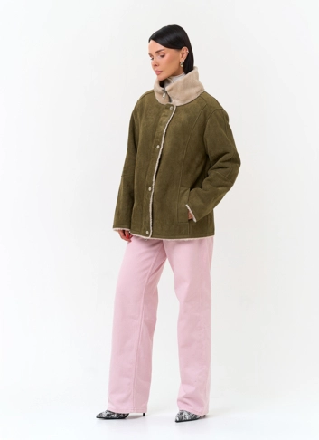 Женская дубленка из эко замши