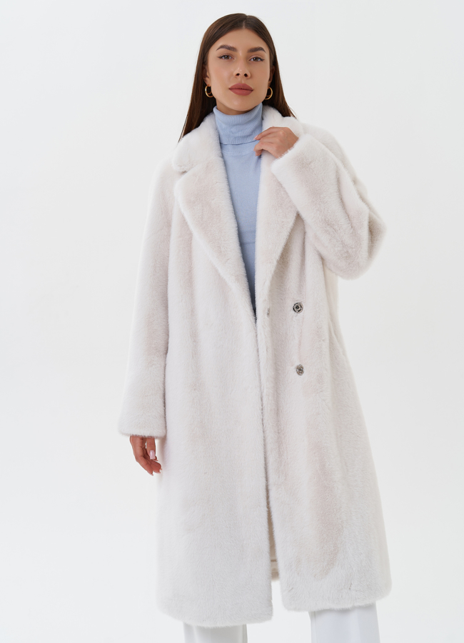 Женское пальто из эко меха с английским воротником модель № 27688 в рассрочку