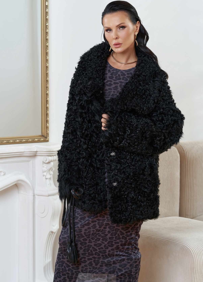 Натуральная дубленка модель № 26832 универмаг малина