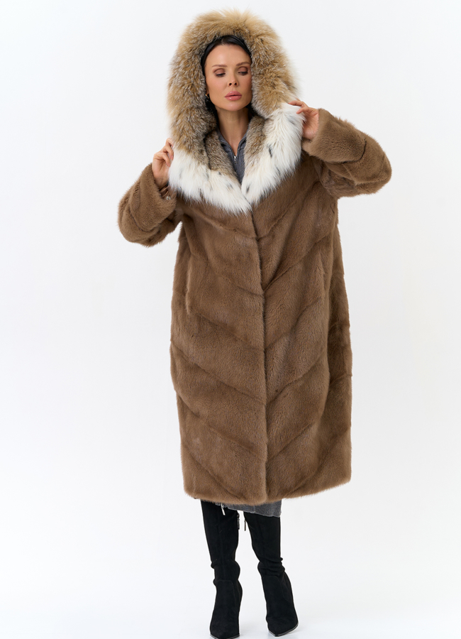 Норковая шуба с рысью модель № 25469 универмаг малина